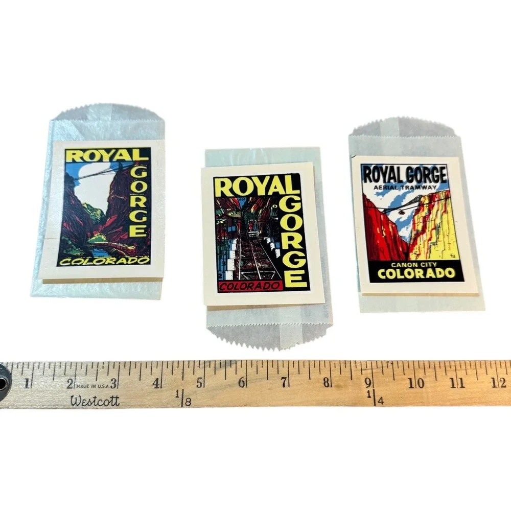 Vintage 1970s Royal Gorge Colorado Window Decals‎ Lot Aerial Tramway NOS 3